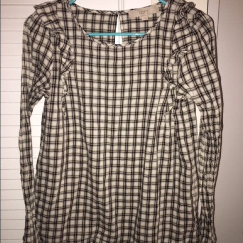 Loft Ruffle Shoulder Long Sleeve Blouse